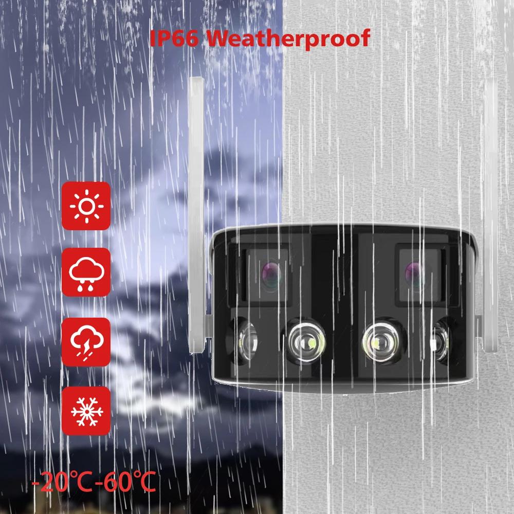 Dual Lens Security Protection Human Animal Detect Outdoor CCTV IP Camera 2k 4MP Wide Viewing ICSee
